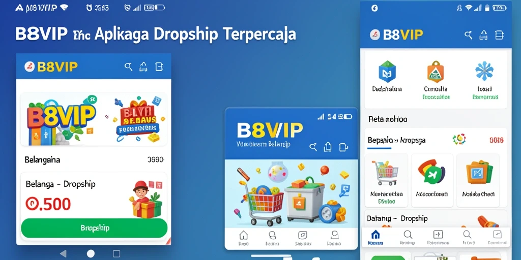 Tampilan utama aplikasi B8VIP dengan fitur Dropship yang lengkap dan menarik.