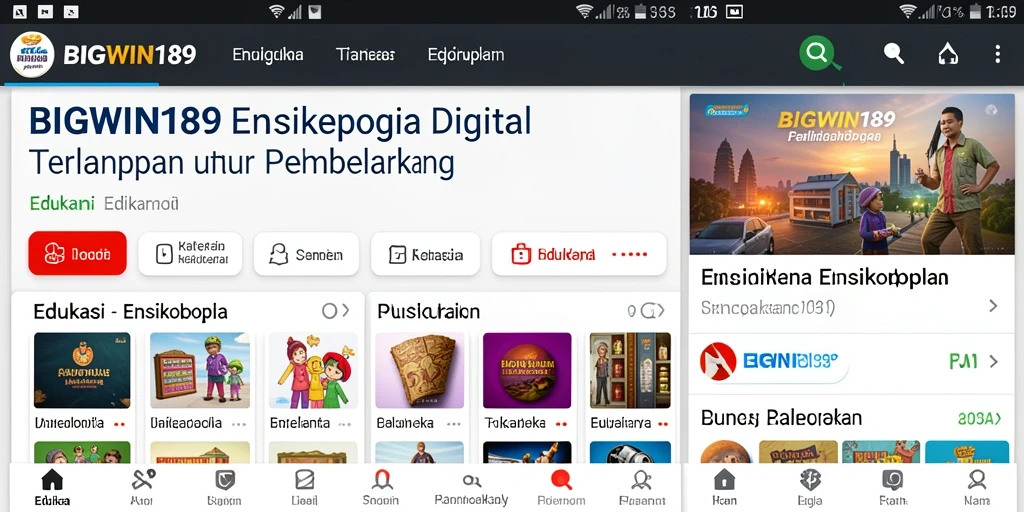 Antarmuka interaktif aplikasi Ensiklopedia BIGWIN189.