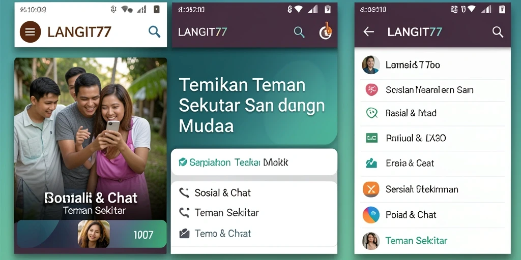 Antarmuka modern dan intuitif LANGIT77 yang memudahkan pencarian teman.