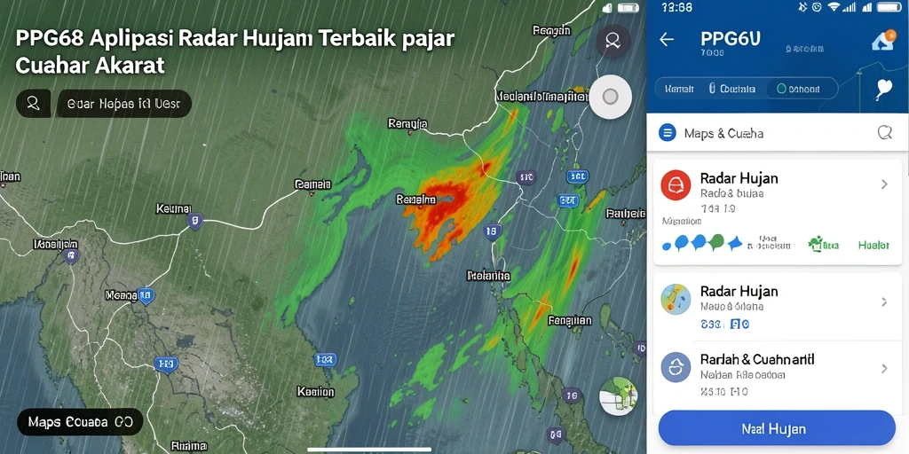Tampilan antarmuka PGG68 menunjukkan radar hujan yang akurat dan interaktif.