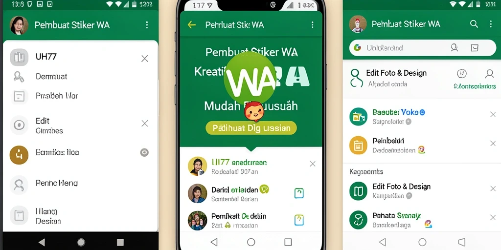 Tampilan antarmuka UH77 untuk membuat stiker WA.